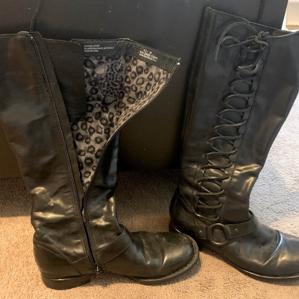 Born boots tall lace up black leather